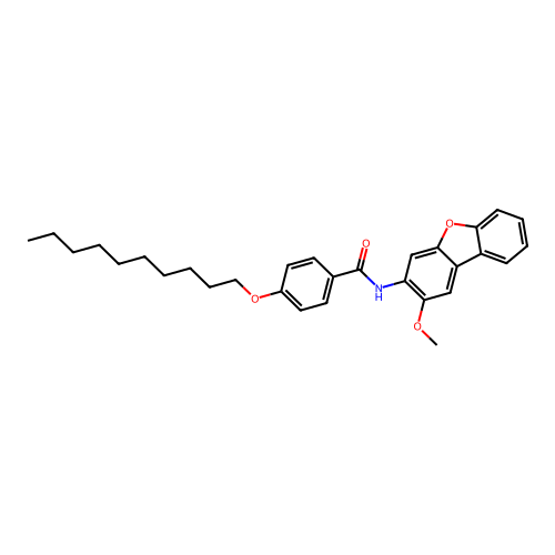 4-(decyloxy)-N-(2-methoxydibenzo[b,d]furan-3-yl)benzamide structure