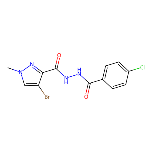 4-bromo-N'-[(4-chlorophenyl)carbonyl]-1-methyl-1H-pyrazole-3-carbohydrazide structure