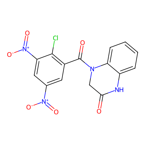 (2-chloro-3,5-dinitrophenyl)(3-hydroxyquinoxalin-1(2H)-yl)methanone structure