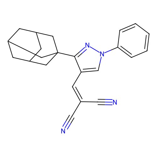 [(3-Adamantanyl-1-phenylpyrazol-4-yl)methylene]methane-1,1-dicarbonitrile structure