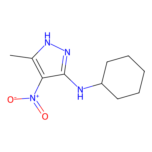 N-cyclohexyl-5-methyl-4-nitro-1H-pyrazol-3-amine structure