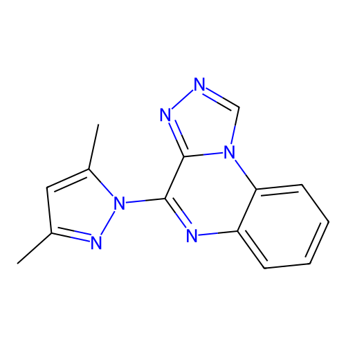 4-(3,5-dimethyl-1H-pyrazol-1-yl)[1,2,4]triazolo[4,3-a]quinoxaline structure