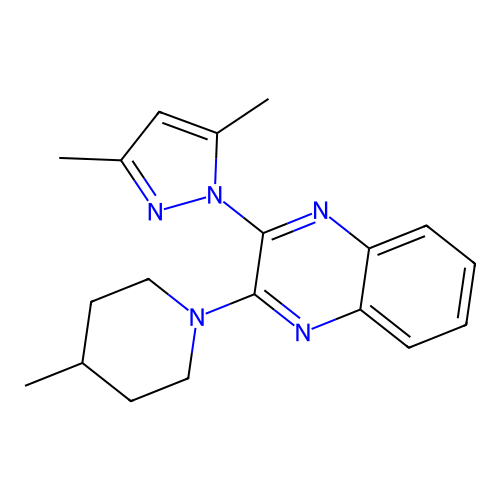 2-(3,5-Dimethylpyrazol-1-yl)-3-(4-methylpiperidin-1-yl)quinoxaline structure