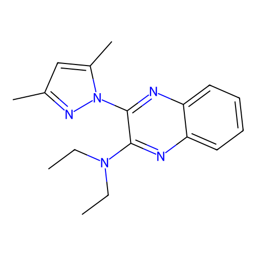 [3-(3,5-Dimethyl-pyrazol-1-yl)-quinoxalin-2-yl]-diethyl-amine structure