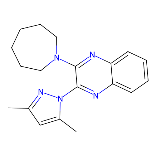 2-(azepan-1-yl)-3-(3,5-dimethyl-1H-pyrazol-1-yl)quinoxaline structure