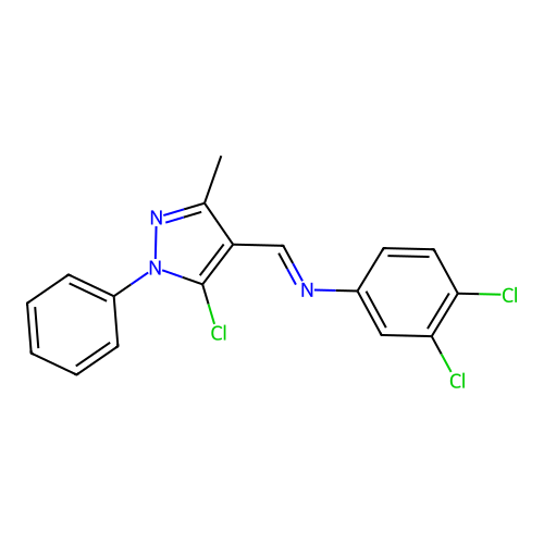 (E)-3,4-dichloro-N-((5-chloro-3-methyl-1-phenyl-1H-pyrazol-4-yl)methylene)aniline structure