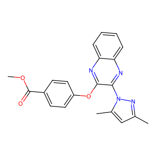 methyl 4-((3-(3,5-dimethyl-1H-pyrazol-1-yl)quinoxalin-2-yl)oxy)benzoate structure