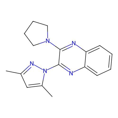 2-(3,5-Dimethyl-pyrazol-1-yl)-3-pyrrolidin-1-yl-quinoxaline structure