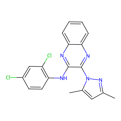N-(2,4-dichlorophenyl)-3-(3,5-dimethyl-1H-pyrazol-1-yl)quinoxalin-2-amine structure