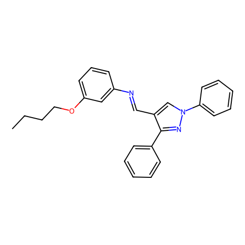 3-butoxy-N-[(E)-(1,3-diphenyl-1H-pyrazol-4-yl)methylidene]aniline structure