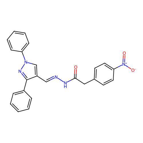 (E)-N'-((1,3-diphenyl-1H-pyrazol-4-yl)methylene)-2-(4-nitrophenyl)acetohydrazide structure