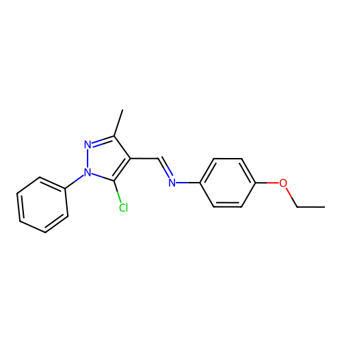 N-[(E)-(5-chloro-3-methyl-1-phenyl-1H-pyrazol-4-yl)methylidene]-4-ethoxyaniline structure