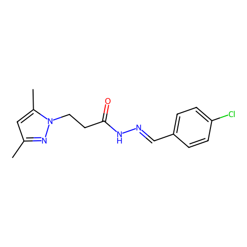 (E)-N'-(4-chlorobenzylidene)-3-(3,5-dimethyl-1H-pyrazol-1-yl)propanehydrazide structure