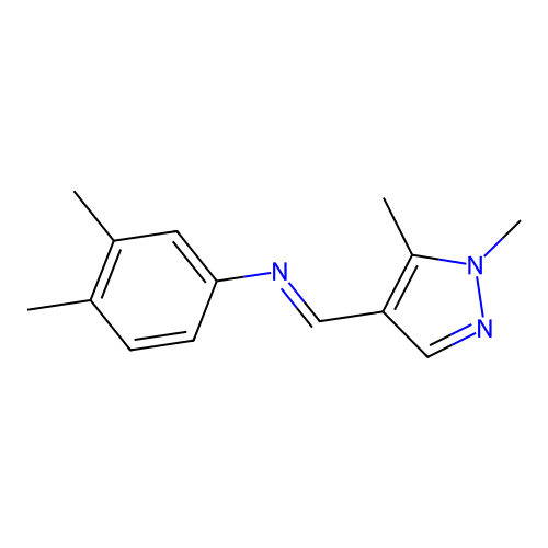 N-[(E)-(1,5-dimethyl-1H-pyrazol-4-yl)methylidene]-3,4-dimethylaniline structure