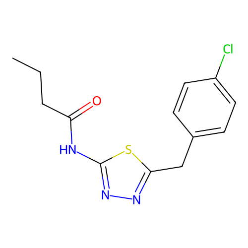 N-[5-(4-chlorobenzyl)-1,3,4-thiadiazol-2-yl]butanamide structure