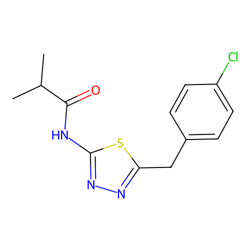 N-[5-(4-chlorobenzyl)-1,3,4-thiadiazol-2-yl]-2-methylpropanamide structure