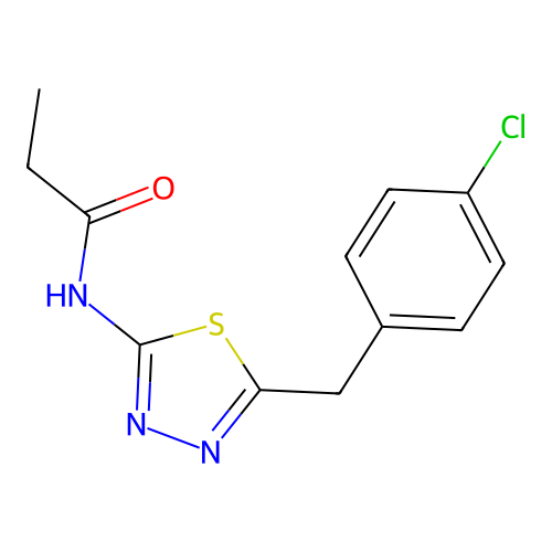 N-[5-(4-chlorobenzyl)-1,3,4-thiadiazol-2-yl]propanamide structure