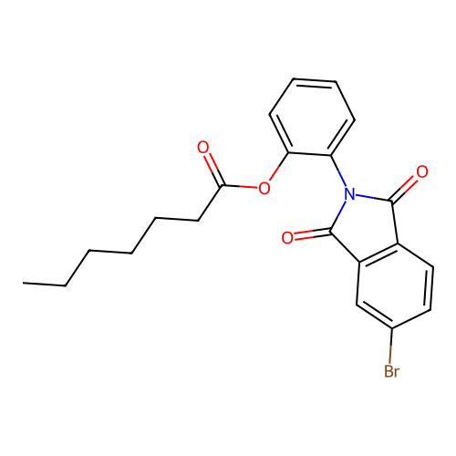 2-(5-bromo-1,3-dioxo-1,3-dihydro-2H-isoindol-2-yl)phenyl heptanoate structure