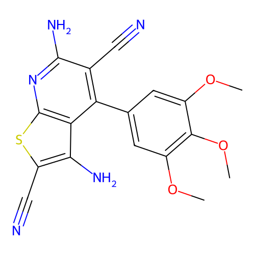 3,6-Diamino-4-(3,4,5-trimethoxyphenyl)thieno[2,3-b]pyridine-2,5-dicarbonitrile structure