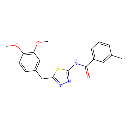 N-(5-(3,4-dimethoxybenzyl)-1,3,4-thiadiazol-2-yl)-3-methylbenzamide structure