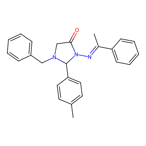 1-Benzyl-2-(4-methylphenyl)-3-[(1-phenylethylidene)amino]-4-imidazolidinone structure