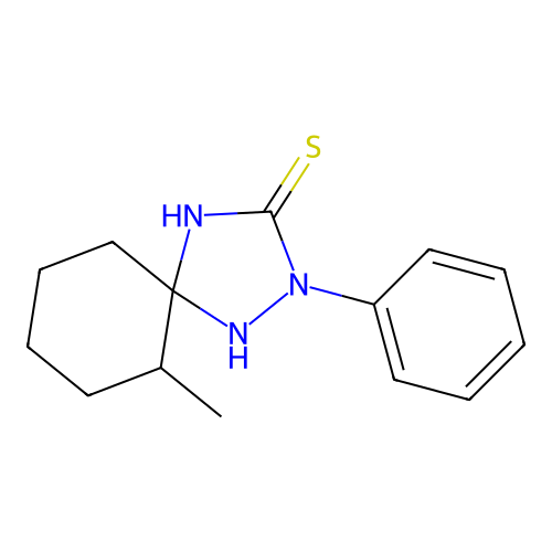 6-Methyl-2-phenyl-1,2,4-triazaspiro[4.5]decane-3-thione structure