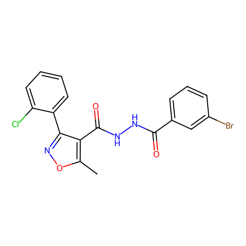 N'-(3-bromobenzoyl)-3-(2-chlorophenyl)-5-methylisoxazole-4-carbohydrazide structure