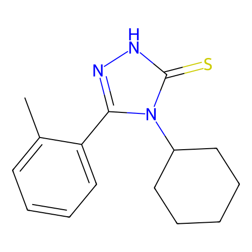 4-cyclohexyl-5-(2-methylphenyl)-2,4-dihydro-3H-1,2,4-triazole-3-thione structure