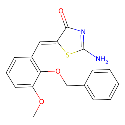 2-Amino-5-[(3-methoxy-2-phenylmethoxyphenyl)methylidene]-1,3-thiazol-4-one structure