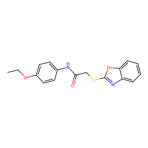 2-(1,3-benzoxazol-2-ylsulfanyl)-N-(4-ethoxyphenyl)acetamide structure