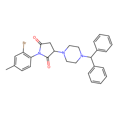 3-(4-Benzhydrylpiperazin-1-yl)-1-(2-bromo-4-methylphenyl)pyrrolidine-2,5-dione structure