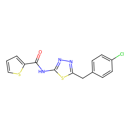 N-[5-(4-chlorobenzyl)-1,3,4-thiadiazol-2-yl]-2-thiophenecarboxamide structure