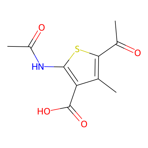 5-Acetyl-2-acetylamino-4-methyl-thiophene-3-carboxylic acid structure