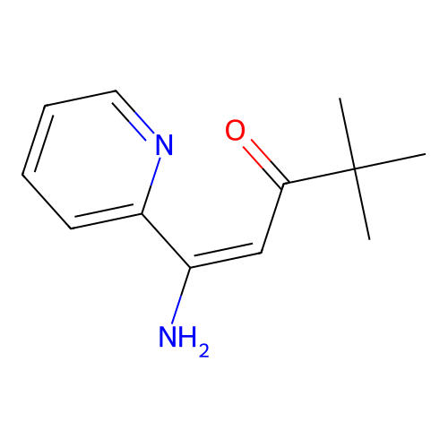 (E)-1-amino-4,4-dimethyl-1-(pyridin-2-yl)pent-1-en-3-one structure