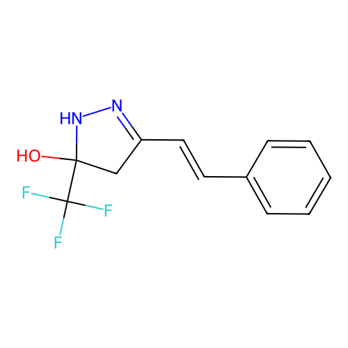 3-[(E)-2-phenylethenyl]-5-(trifluoromethyl)-1,4-dihydropyrazol-5-ol structure
