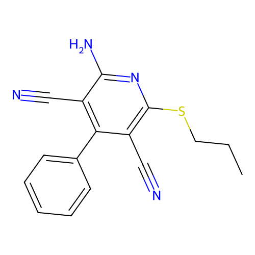 2-Amino-4-phenyl-6-(propylthio)pyridine-3,5-dicarbonitrile structure