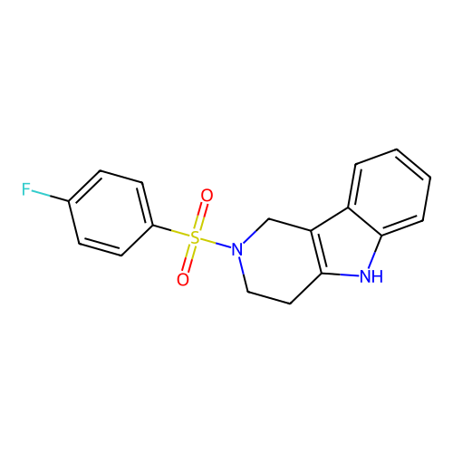 2-((4-fluorophenyl)sulfonyl)-2,3,4,5-tetrahydro-1H-pyrido[4,3-b]indole structure