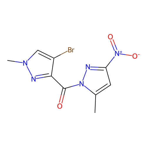 (4-bromo-1-methyl-1H-pyrazol-3-yl)(5-methyl-3-nitro-1H-pyrazol-1-yl)methanone structure