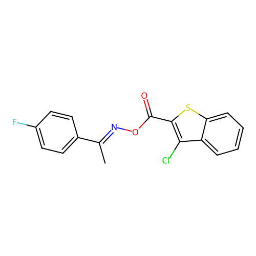 1-(4-fluorophenyl)ethanone O-[(3-chloro-1-benzothien-2-yl)carbonyl]oxime structure