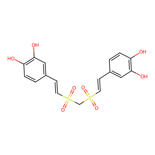 1,2-Benzenediol, 4,4'-[methylenebis[sulfonyl-(1E)-2,1-ethenediyl]]bis- structure