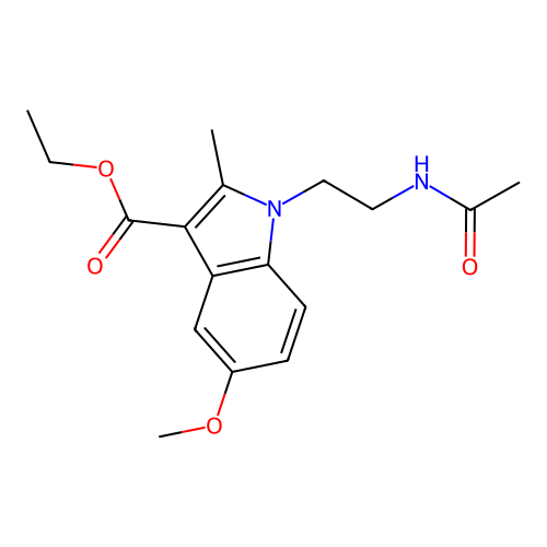 Ethyl 1-[2-(acetylamino)ethyl]-5-methoxy-2-methylindole-3-carboxylate structure