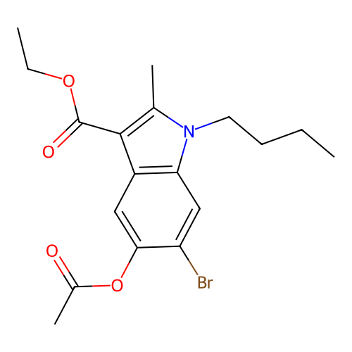 ethyl 5-(acetyloxy)-6-bromo-1-butyl-2-methyl-1H-indole-3-carboxylate structure