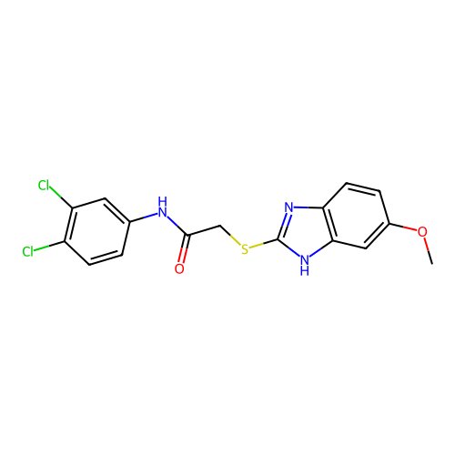 N-(3,4-dichlorophenyl)-2-[(6-methoxy-1H-benzimidazol-2-yl)sulfanyl]acetamide structure