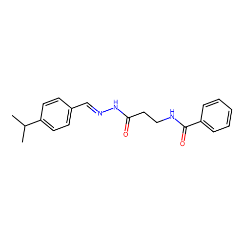 (E)-N-(3-(2-(4-isopropylbenzylidene)hydrazinyl)-3-oxopropyl)benzamide structure