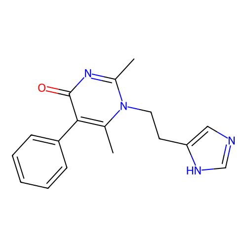 1-(2-(1H-imidazol-4-yl)ethyl)-2,6-dimethyl-5-phenylpyrimidin-4(1H)-one structure