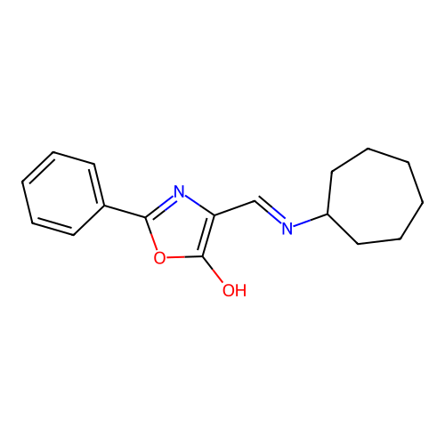 (4Z)-4-[(cycloheptylamino)methylidene]-2-phenyl-1,3-oxazol-5(4H)-one structure