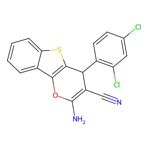 2-amino-4-(2,4-dichlorophenyl)-4H-[1]benzothieno[3,2-b]pyran-3-carbonitrile structure