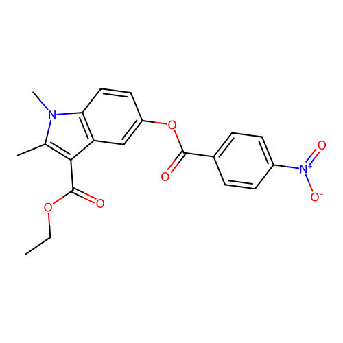 ethyl 1,2-dimethyl-5-((4-nitrobenzoyl)oxy)-1H-indole-3-carboxylate structure