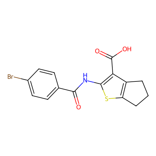 2-(4-bromobenzamido)-5,6-dihydro-4H-cyclopenta[b]thiophene-3-carboxylic acid structure