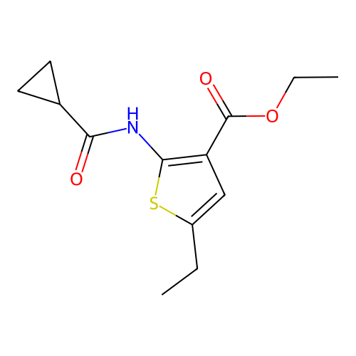 Ethyl 2-(cyclopropylcarbonylamino)-5-ethylthiophene-3-carboxylate structure